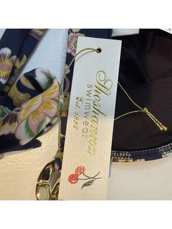 NWT Shoshanna Floral Printed Halter Bikini Top with Chain Blue C Cup $165 [jb] - Picture 7 of 8